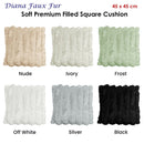 Diana Faux Fur Soft Filled Cushion Square - 45cm x 45cm Frost