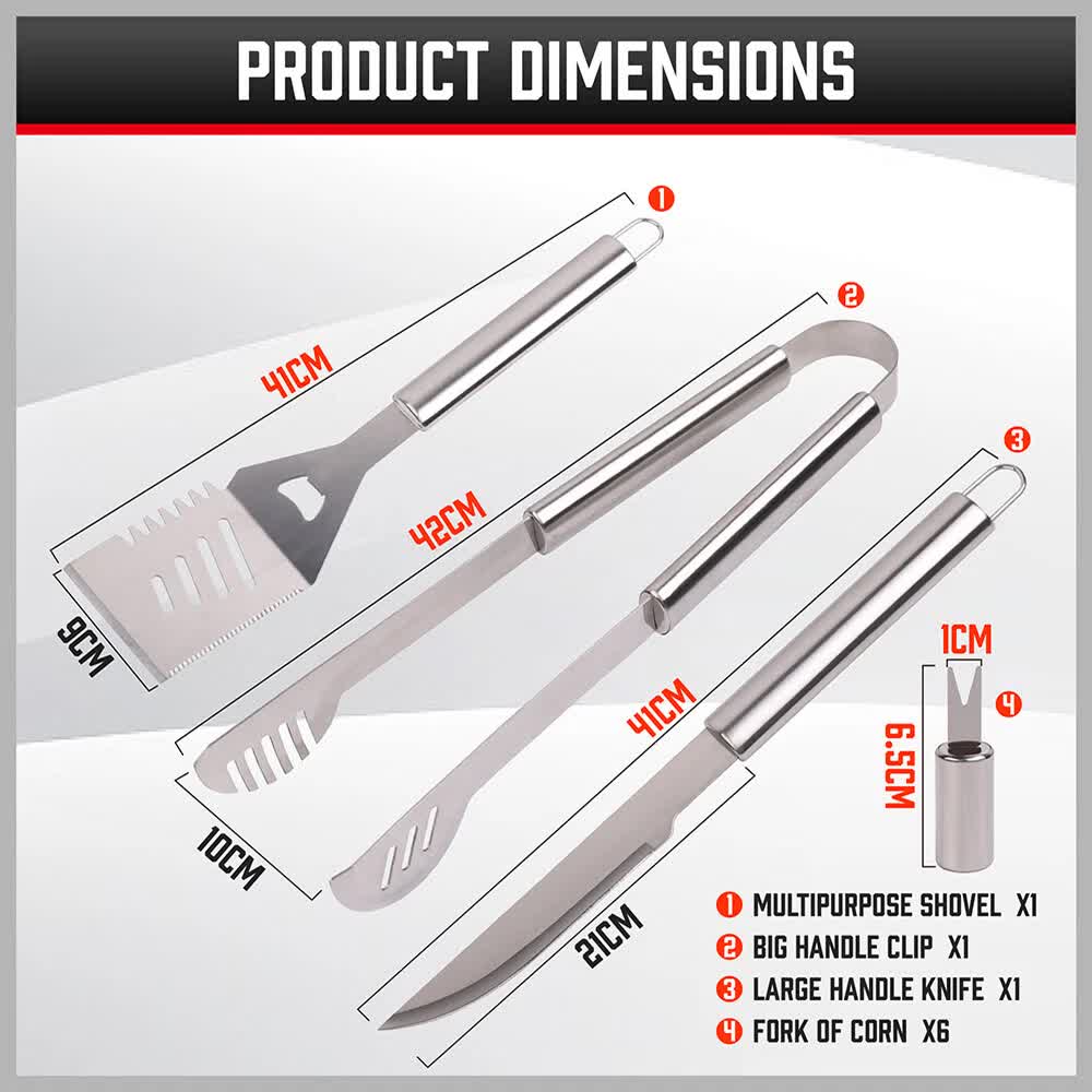 18Pcs BBQ Tool Set Stainless Steel Barbecue Utensil Cooking Grill Outdoor Cook