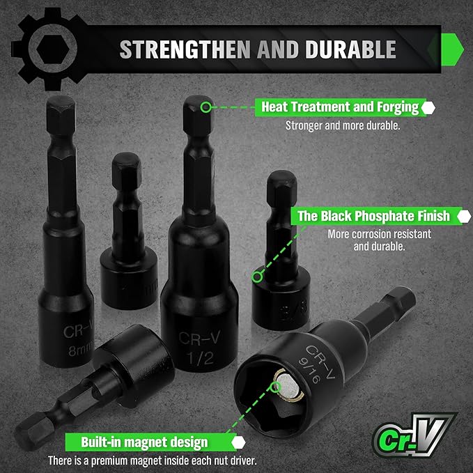 SWANLAKE 39PCS Magnetic Hex Nut Driver Master Kit,1/4" Quick-Change Hex Shank, SAE & Metric Power Nuts Driver Drill Bit Tools Set,Cr-V Steel