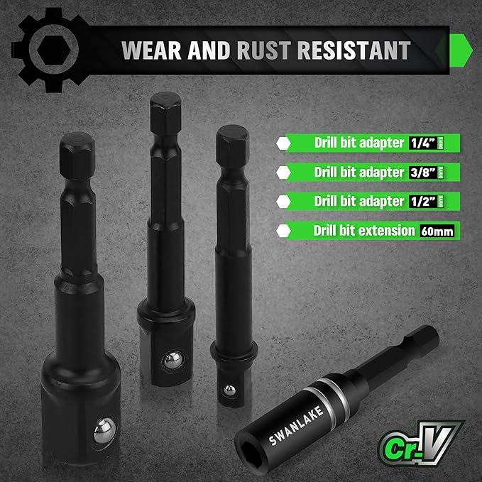 SWANLAKE 39PCS Magnetic Hex Nut Driver Master Kit,1/4" Quick-Change Hex Shank, SAE & Metric Power Nuts Driver Drill Bit Tools Set,Cr-V Steel