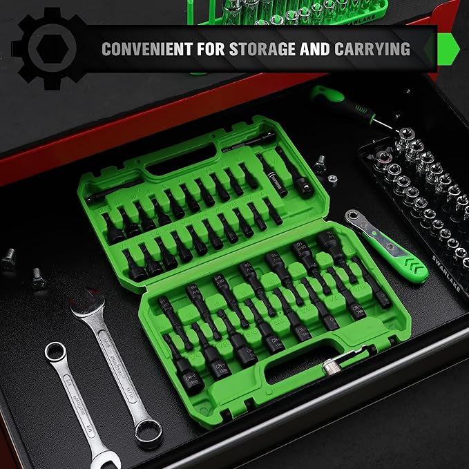 SWANLAKE 39PCS Magnetic Hex Nut Driver Master Kit,1/4" Quick-Change Hex Shank, SAE & Metric Power Nuts Driver Drill Bit Tools Set,Cr-V Steel