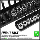 SWANLAKE 6PCS Socket Holder Tray Rack – Metric & SAE, 1/4" 3/8" 1/2" Drive
