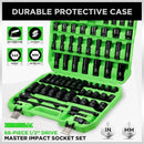 SWANLAKE 1/2" Drive Impact Socket Set, 66-Piece Standard SAE (3/8"-1-1/4") and Metric (8-24mm) Size, 6 Point, Cr-V, 1/2-Inch Drive Ratchet Handle, Drive Extension Bar, Impact Universal Joint