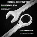 SWANLAKE 12Pcs Metric Ratcheting Spanner Set 6-18mm CR-V Steel 72-Tooth Holder