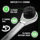 SWANLAKE 12Pcs Metric Ratcheting Spanner Set 6-18mm CR-V Steel 72-Tooth Holder