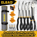 ELEAD 5Pcs 11" Long Reach Needle Nose Pliers Set w/ Magnetic Racks&Roll-Up Pouch
