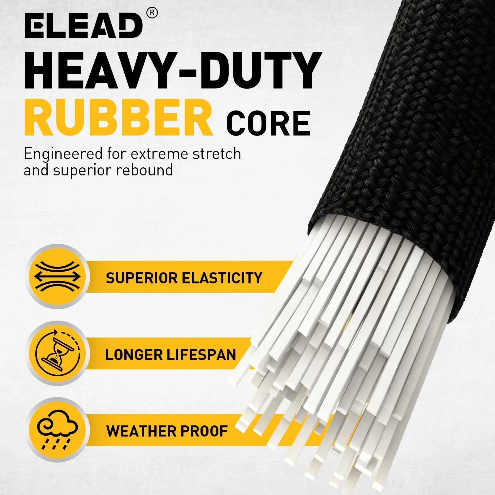 ELEAD 3/16" x 110FT Heavy Duty Bungee Cord Roll 5mm Marine Grade Shock Cord