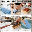 Elead 10pcs Knife Sharpening Stone Kit 400/1000 3000/8000 Grit Whetstone Set