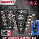 SEDY 24PCS Ratcheting Wrench Set Metric SAE CR-V Steel 72T With Magnetic Holder