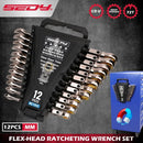 SEDY 12Pc Metric Flexible Ratchet Spanner Combination Spanner Magnetic Organizer