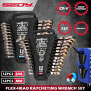 SEDY 24Pc Flexi Head Ratchet Spanner Set Metric & SAE with Magnetic Organizer