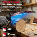 5-Piece 12" Reciprocating Saw Blades 6TPI Wood Pruning Curved Edge CR-V Steel