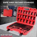 71-Pieces 3/8" Drive Master Impact Socket Set SAE Metric Universal Joint Adapter