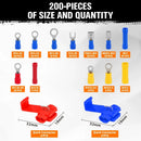 HORUSDY 200PCS Crimp Terminals Wire Connector Kit Spade Ring Butt for Car Wiring