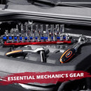 SEDY 1/4" Deep Socket Set Metric 4-13mm Long Sockets w/ Magnetic Rail Organizer