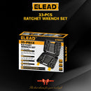 ELEAD 33Pcs Ratchet Wrench Set SAE Metric Wrench Phillips Slotted Bits Adapter