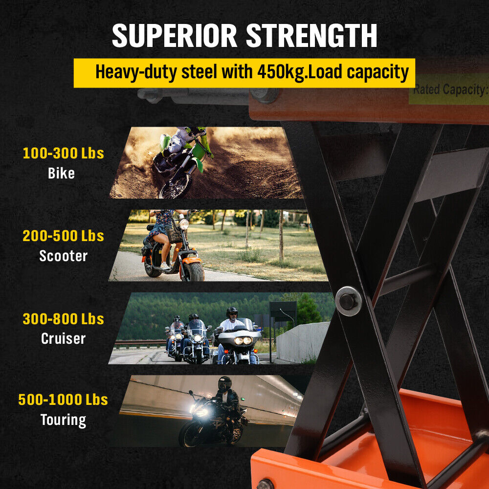 Motorcycle Jack 450KG Scissor Motor Bike Lift Stand Hoist Mini Motorbike Quad