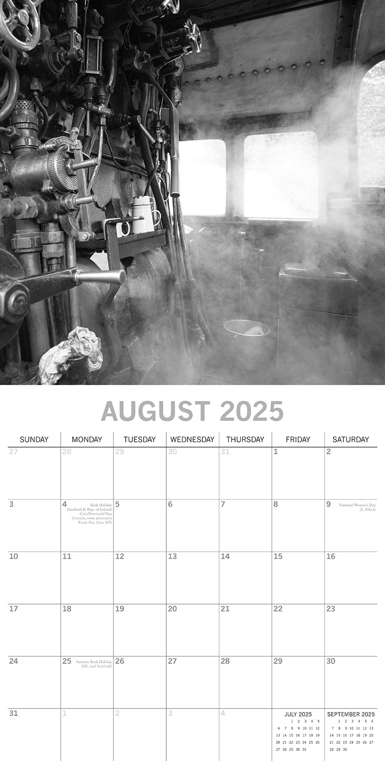 Steam Trains 2025 Square Wall Calendar 16 Months Premium Planner Christmas Gift