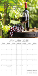 Wine 2025 Square Wall Calendar Food 16 Month Premium Planner Xmas New Year Gift