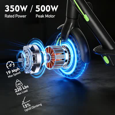 BUNA Classic Electric Scooter for Adults, 350W Motor, 25KM/H, 25 KM Range, 8.5" Pneumatic Tires