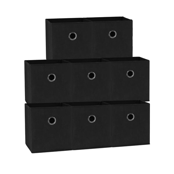 SORTI 27x28x27 CM Black 8-Pack Foldable Storage Cubes - Fabric Bookcase Organizers for Toys and More