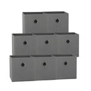 SORTI 27x28x27 CM Grey 8-Pack Foldable Storage Cubes - Fabric Bookcase Organizers for Toys and More