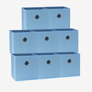 SORTI 27x28x27 CM Light Blue 8-Pack Foldable Storage Cubes - Fabric Bookcase Organizers for Toys and More
