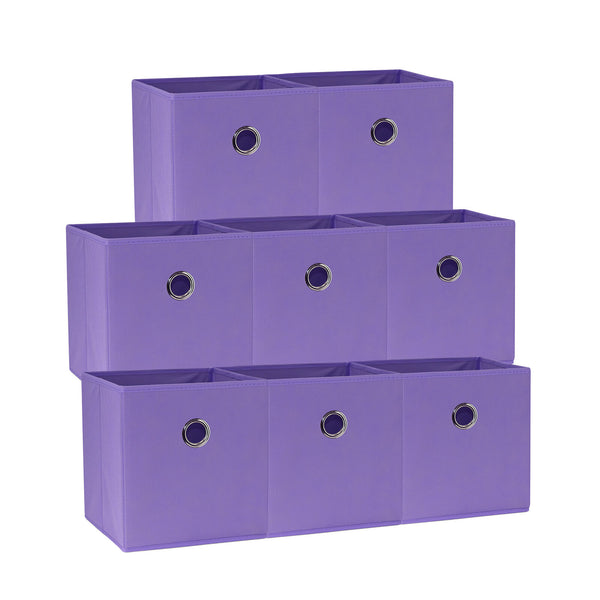 SORTI 27x28x27 CM Light Purple 8-Pack Foldable Storage Cubes - Fabric Bookcase Organizers for Toys and More