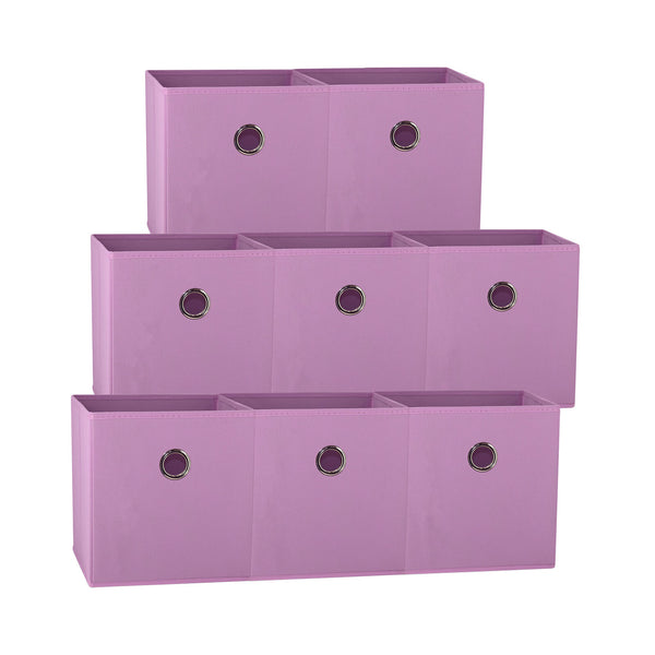 SORTI 27x28x27 CM Light Pink 8-Pack Foldable Storage Cubes - Fabric Bookcase Organizers for Toys and More