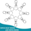 102PCS Lobster Clasp Hooks with Key Rings for DIY Crafts Keychains Jewellery Making