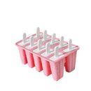 Silicone Ice Cream Mould Block Frozen Molds Icy Pole Jelly Popsicle - Pink-10Grid
