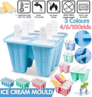 Silicone Ice Cream Mould Block Frozen Molds Icy Pole Jelly Popsicle - Pink-10Grid