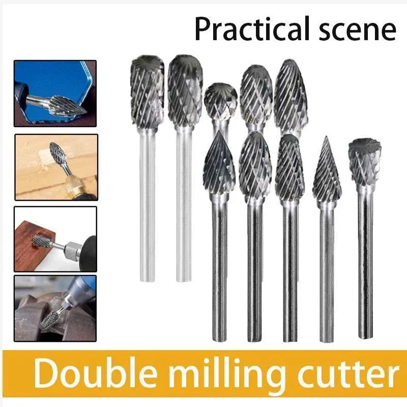 10PCS Tungsten Carbide Rotary Burr Set for Rotary Tools and Dremel - Plastic Box