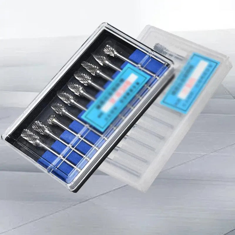 10PCS Tungsten Carbide Rotary Burr Set for Rotary Tools and Dremel - Plastic Box