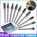 10PCS Tungsten Carbide Rotary Burr Set for Rotary Tools and Dremel - Plastic Box