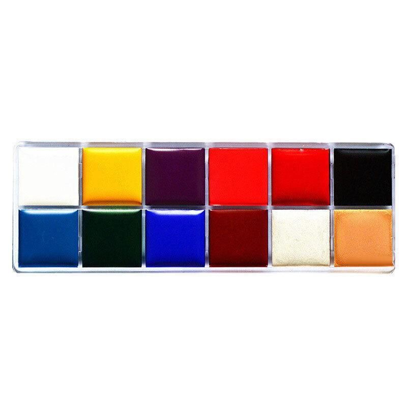 Face Body Paint Set 12 Colours with Brushes - Water Based Makeup for Party Festival Art