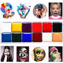 Face Body Paint Set 12 Colours with Brushes - Water Based Makeup for Party Festival Art