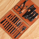 16PCS Stainless Steel Manicure Pedicure Set Nail Clippers Grooming Kit with Case