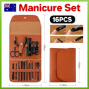 16PCS Stainless Steel Manicure Pedicure Set Nail Clippers Grooming Kit with Case