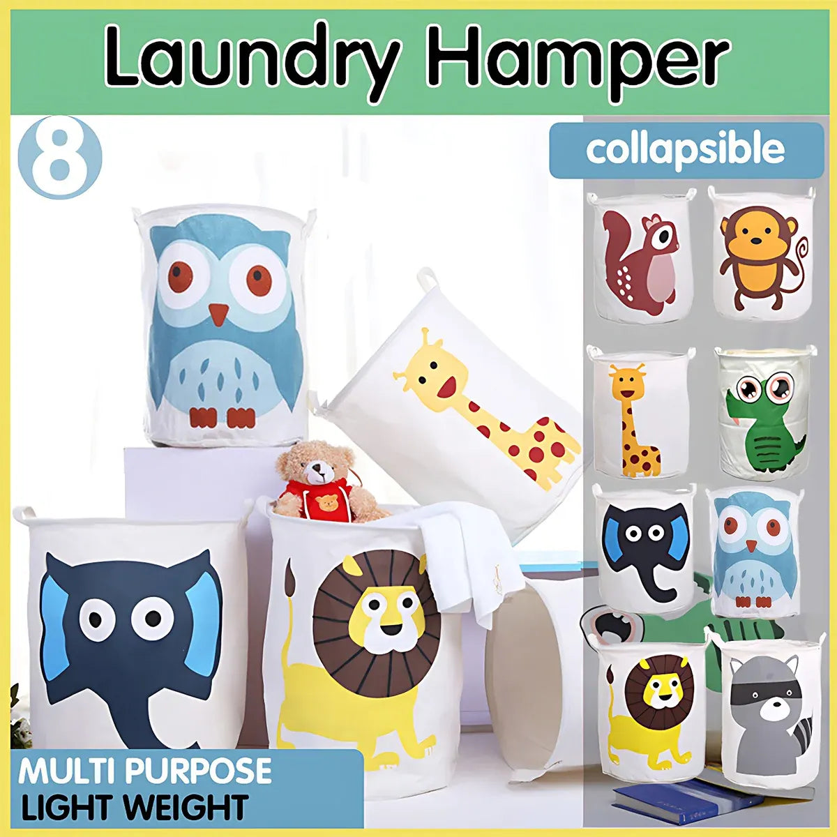 Collapsible Laundry Hamper Basket Storage Clothes Bag Washing Bin Toy Organiser - 02