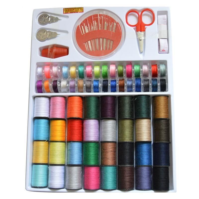 64Rolls Sewing Machine Line thread Spool Set Bobbin Cotton Reel Needle Tape Kit