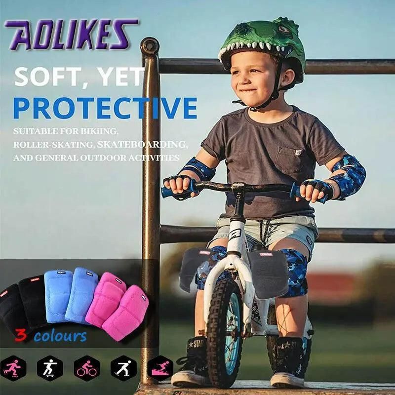 Aolikes Kid Knee Pad Protective Antislip Basketball Skating Protector M Size - Black