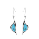 Retro Boho Turquoise Flower Earrings Hook Moonstone Dangle Drop Sapphire Women - 1239