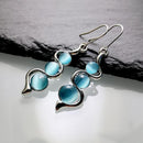 Retro Boho Turquoise Flower Earrings Hook Moonstone Dangle Drop Sapphire Women - 1236