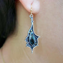 Retro Boho Turquoise Flower Earrings Hook Moonstone Dangle Drop Sapphire Women - 1248