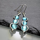 Retro Boho Turquoise Flower Earrings Hook Moonstone Dangle Drop Sapphire Women - 1241