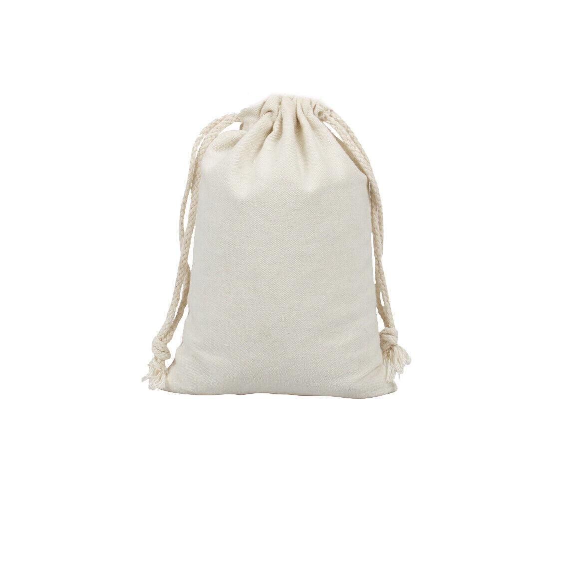 10X Canvas Cotton Drawstring Bags Linen Calico Tote Gift Storage Pouches - 25x35cm