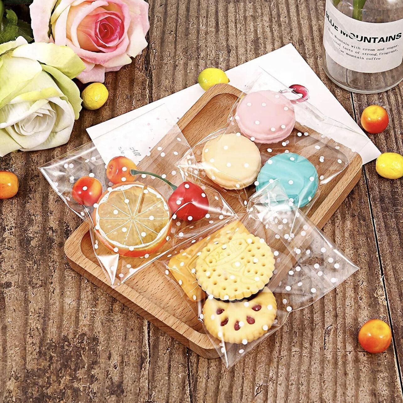 Clear Dotted Self Seal Bags for Cookies Candy Bakery Packaging 100 Pieces Set - 10cm*10cm