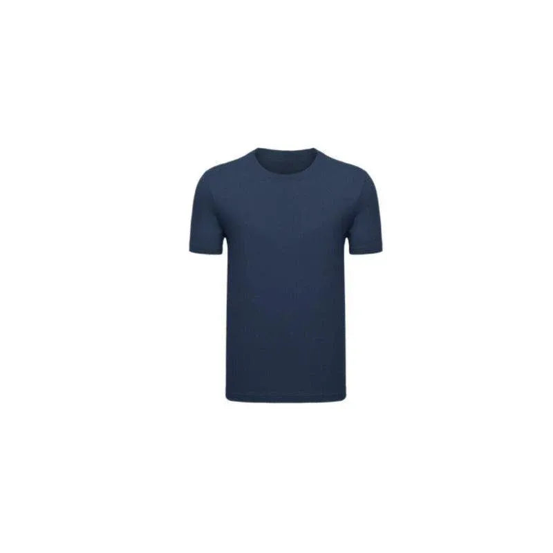 Heavy Cotton Short Sleeve T Shirt Plain Basic Tee Mens Top Dark Blue Size Large - XL
