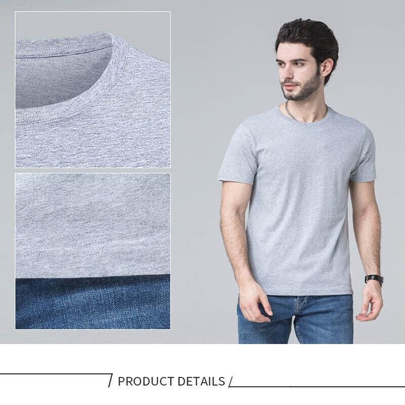 Heavy Cotton Short Sleeve T Shirt Plain Basic Tee Mens Top Dark Blue Size Large - 4XL